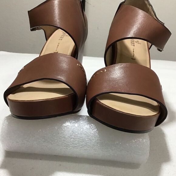 Naked Feet Brown Leather Dorado Wedge Heel Open Toe Sandal Size 8.5 - Picture 5 of 9